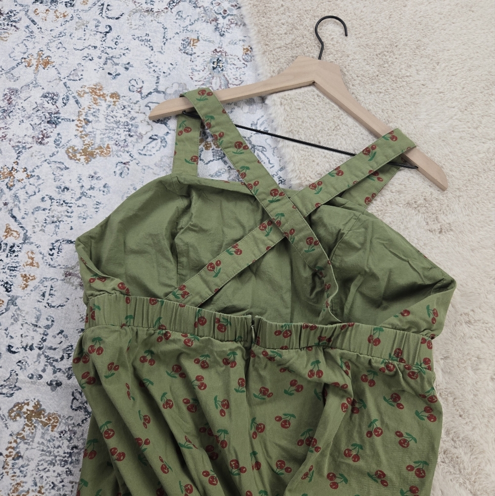 Modcloth Green Cherry Print Jumpsuit Women XL - Picture 8 of 10